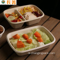 Wegwerp Bento Food 2 Compartimentpapier rechthoekige lade